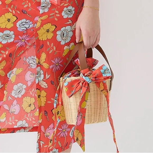 J. Crew Bags X Jcrew Wicker Bag In Red Blooms Poshmark
